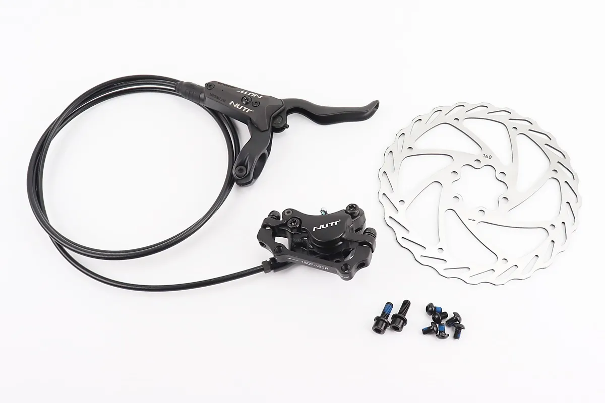 Гальмо Disk-brake гідравлічне заднє (F180/R160мм), диск 160мм, кріпл. 6 болтів, чорне R-1450 (S_209294)