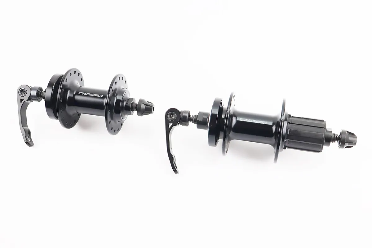 Втулки задня+передня MTB алюмінієва 14Gx32H під касету 8зр, Disk-brake, 2 пром-підшипники 6000 2RS, кріп. ексцентрик, чорна (S_210356)