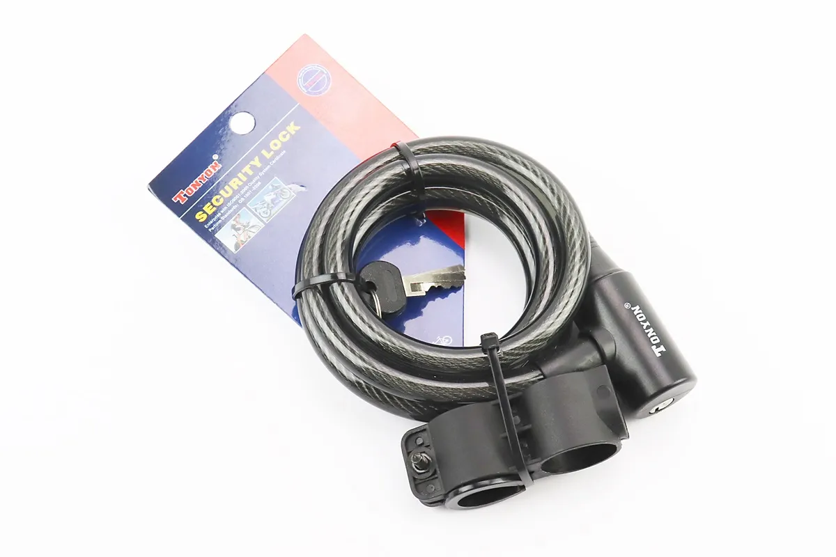 Замок протиугінний тросовий 1500х12мм під ключ, кріплення за трубу сидіння, TY505 (S_301648)