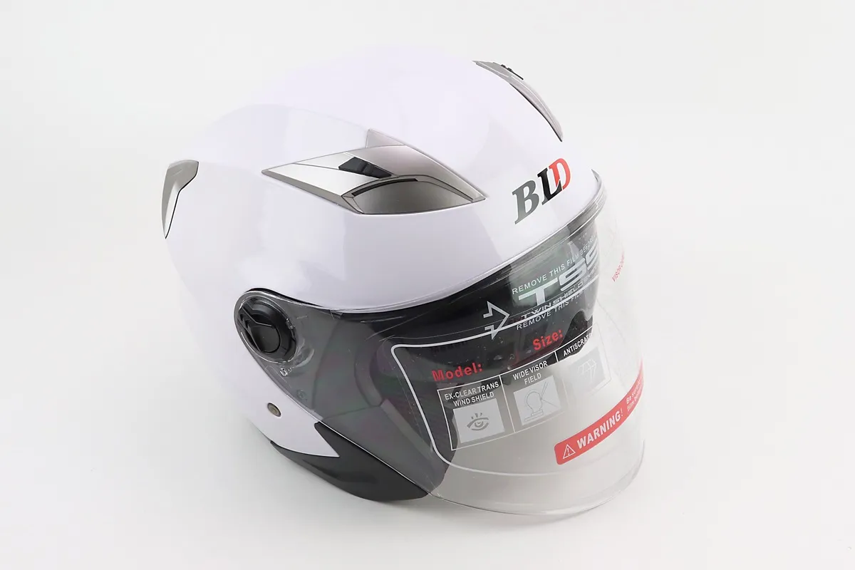 Шолом відкритий+відкидні окуляри BLD-708 М (57-58см), БІЛИЙ глянець (S_360199)