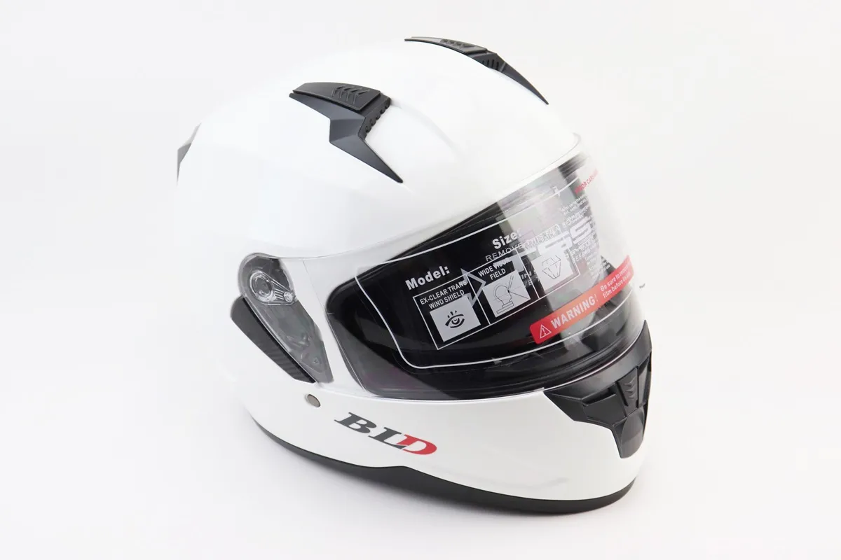 Шолом інтеграл, закритий (сертифікація DOT)+відкидні окуляри BLD-M67 М (57-58см), БІЛИЙ глянець (S_360280)