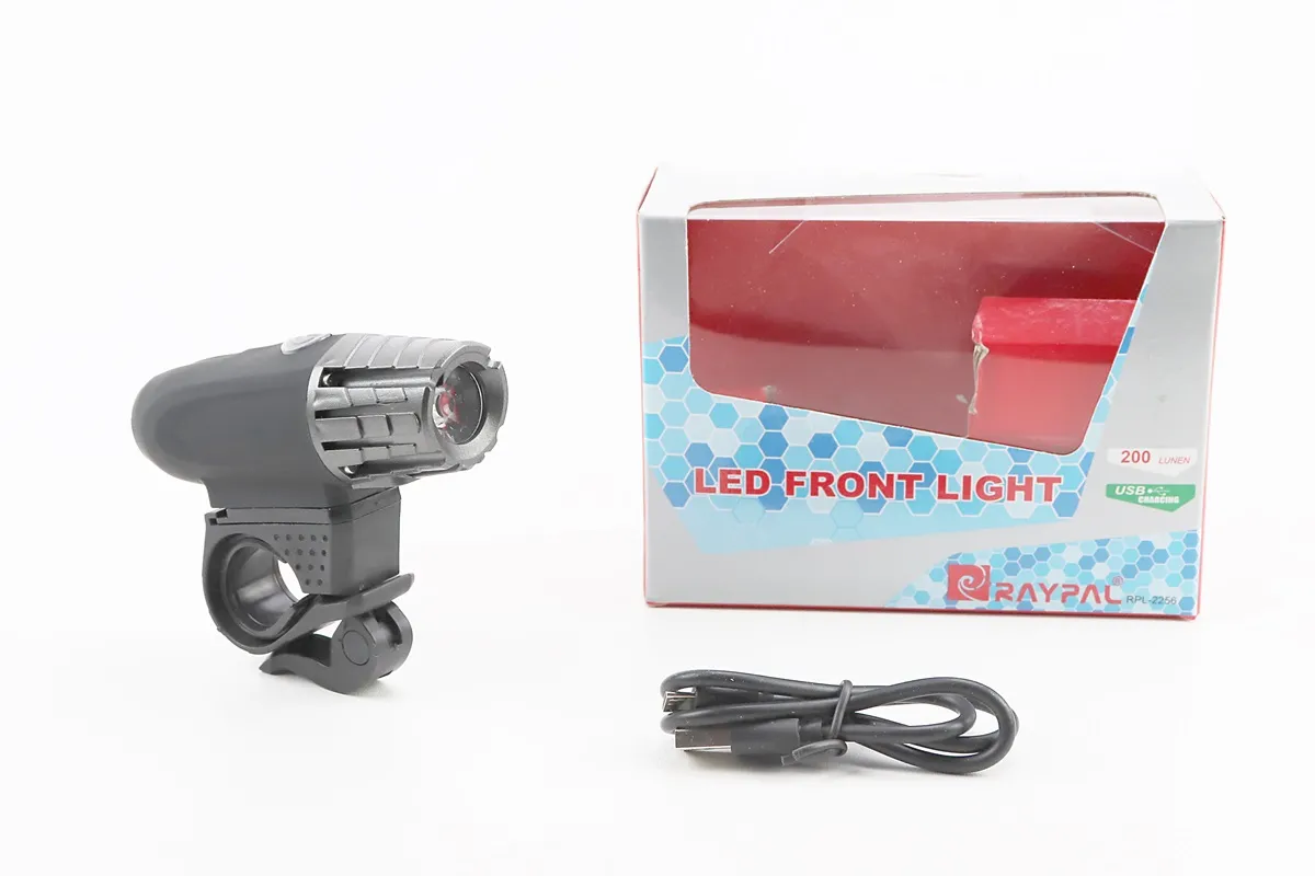 Ліхтар передній 1 діод 200 lumen, Li-ion 3.7V 1200mAh зарядка від USB, вологозахисний, чорно-сірий (S_409369)