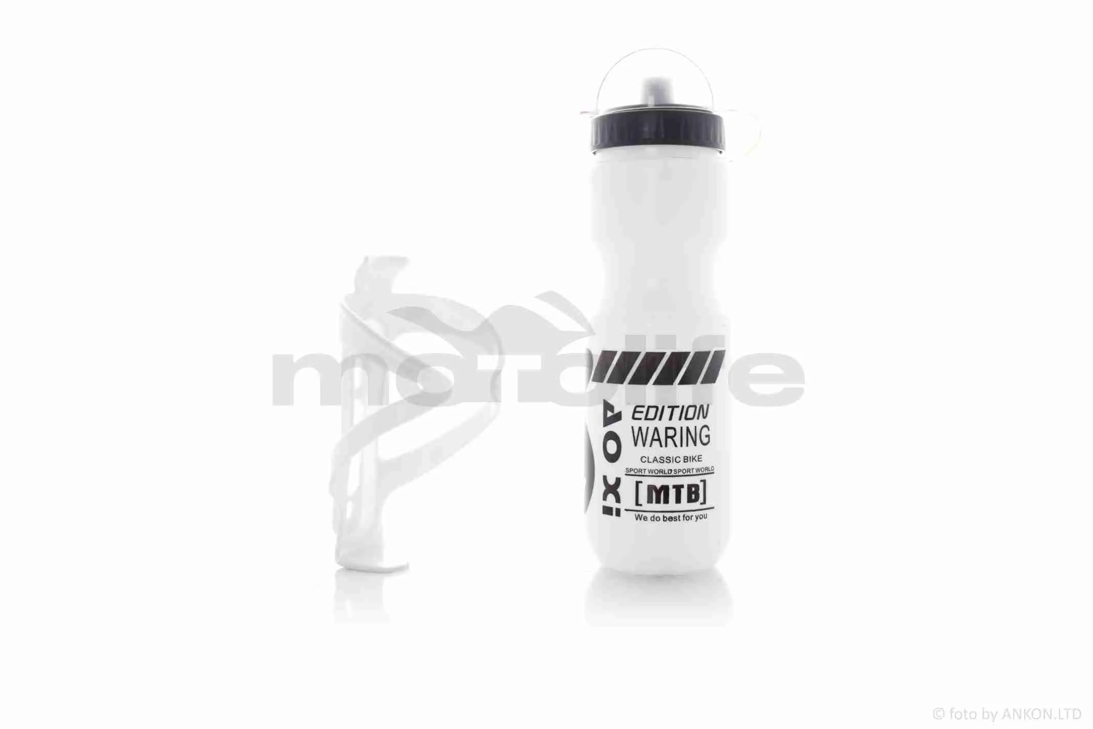 Пляшка для води вело  600ml, біла  +тримач  