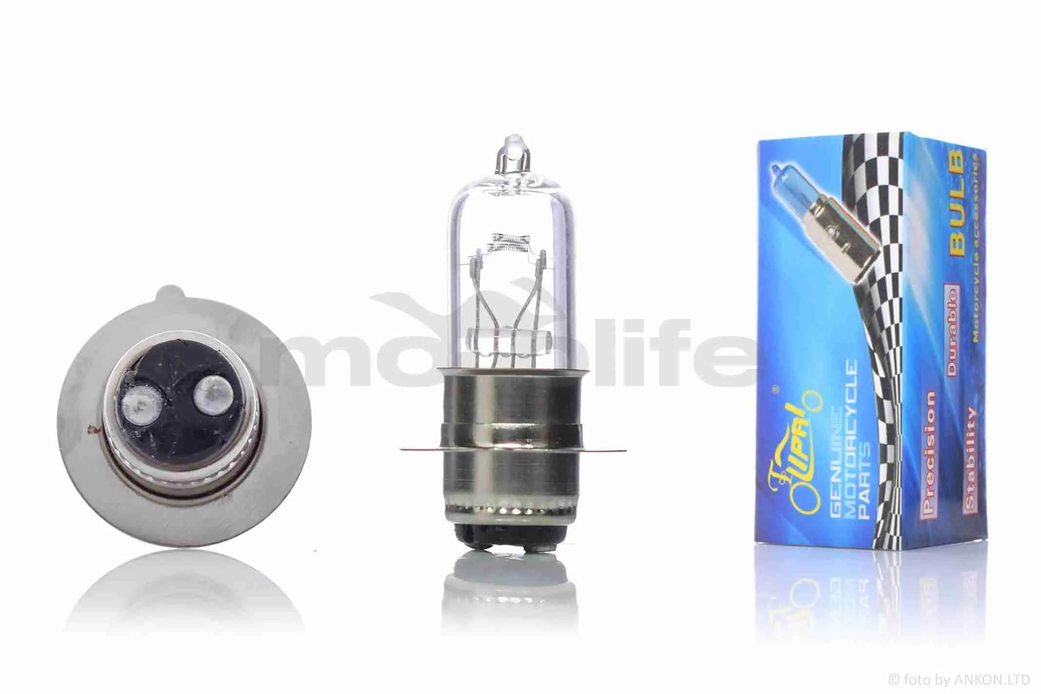 Лампа фари  P15D-25-1  12V 18/18W  1 вус, біла  