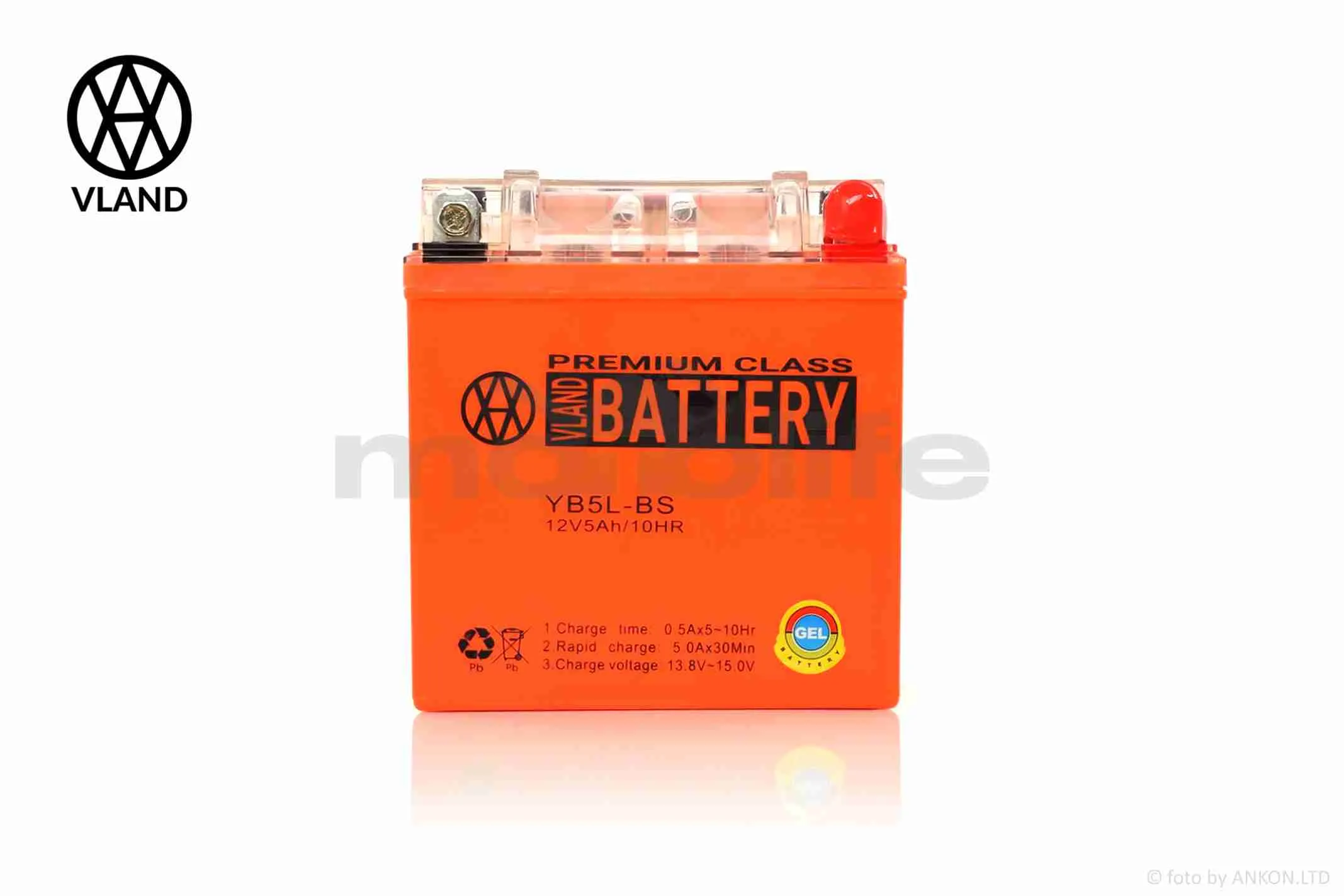 Акумулятор  GEL  12V  5A  119-60-129mm, високий  12N5L-BS  (YB5L-BS)  