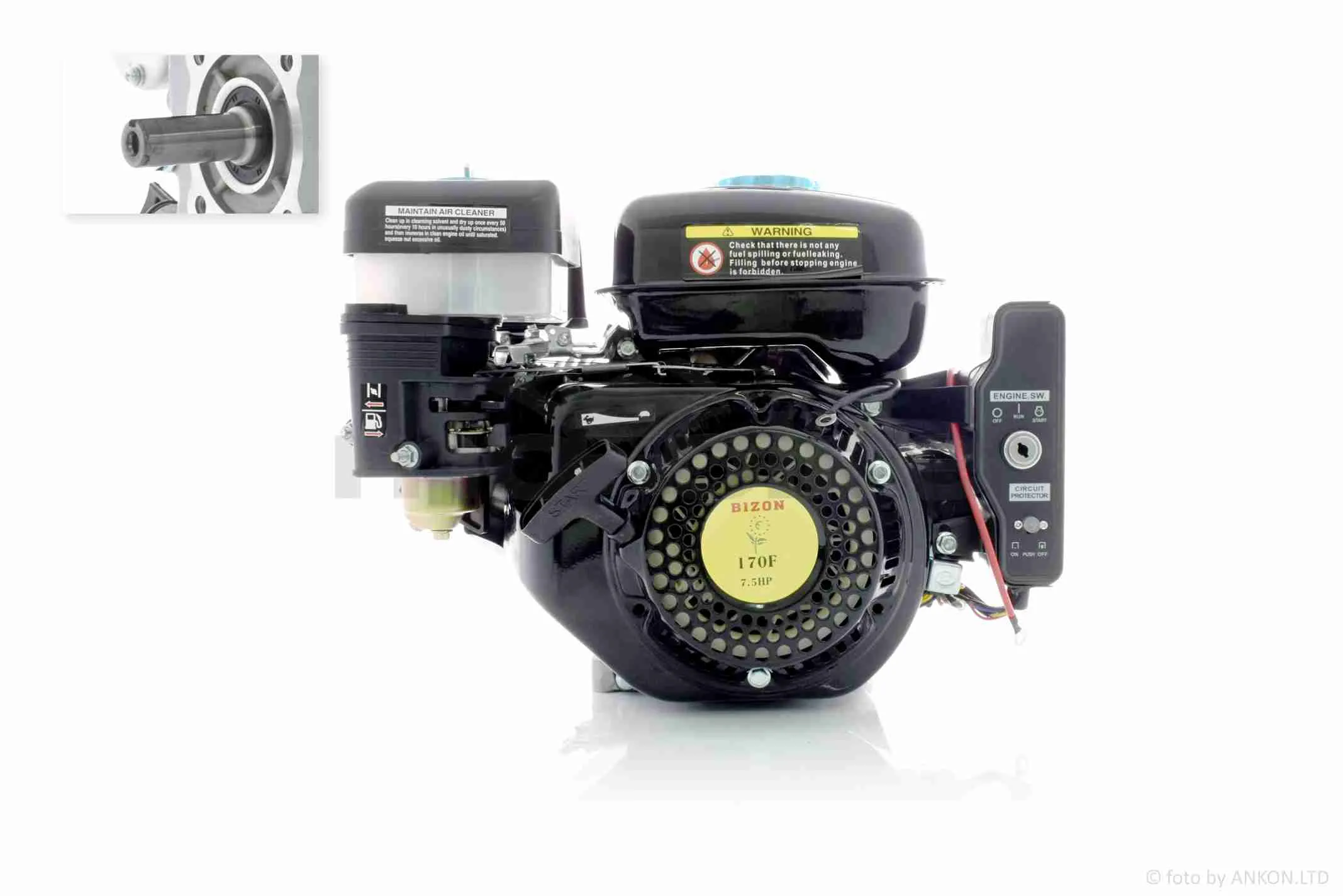 Двигун м/б  170F  (бензиновий 7 л.с., D-20mm, під шпонку  +електростартер)  