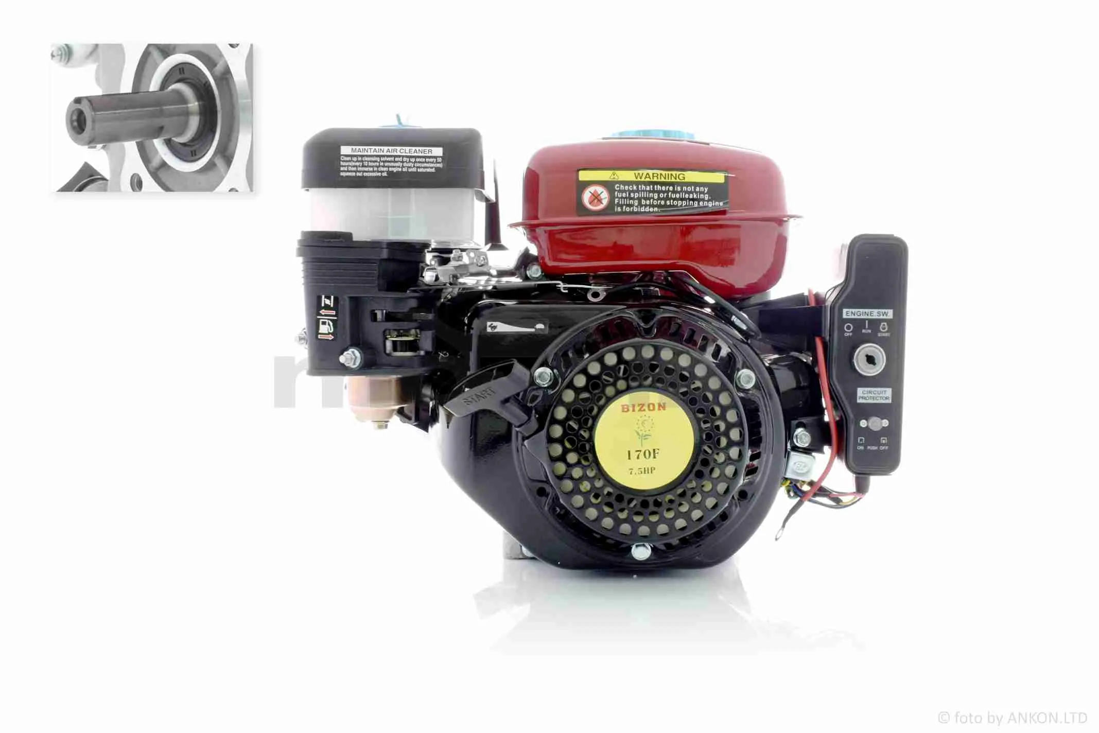 Двигун м/б  170F  (бензиновий 7 л.с., D-20mm, під шпонку  +електростартер)  