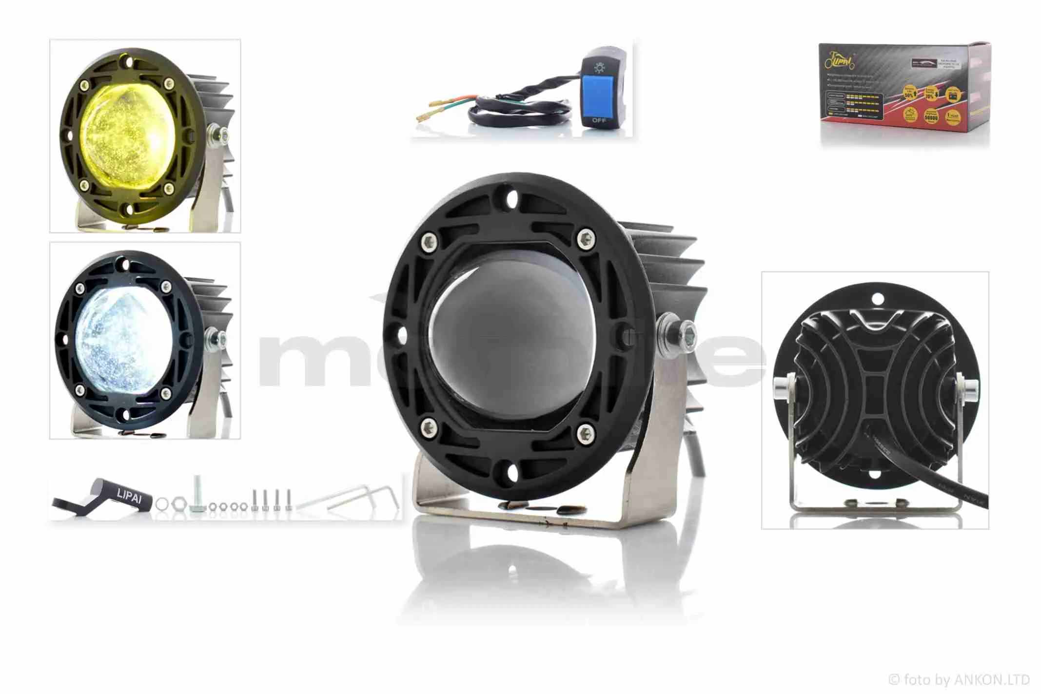 Фара додаткова  діодна, кругла, D75, 12-80V, IP67, біле/жовте світло  #LPS-807-PRO (A_AT-033495)