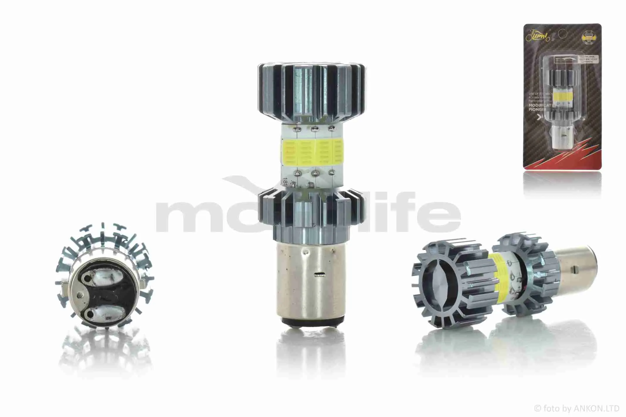 Лампа фари діодна  H4 12V 35/35W  8 кристалів, D30  #2181  