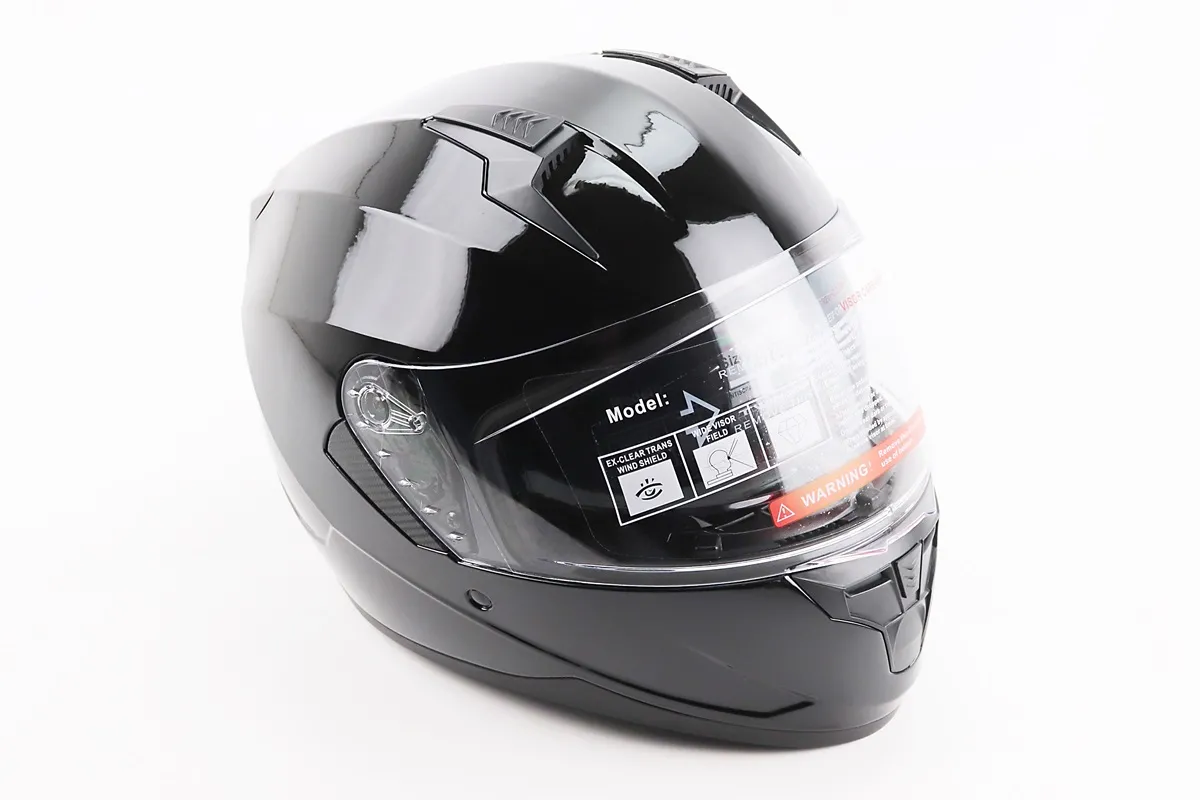 Шолом інтеграл, закритий (сертифікація DOT)+відкидні окуляри BLD-M67 L (59-60см), ЧОРНИЙ глянець (S_206637)