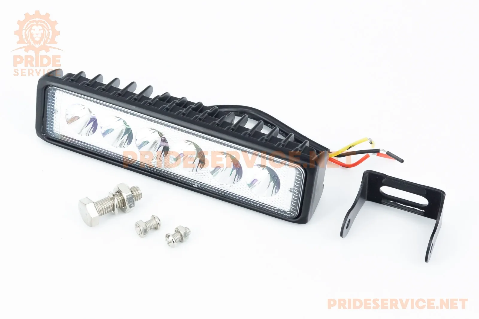 Фара додаткова світлодіодна вологозахисна-6 LED з кріпленням, прямокутна 150x37мм (P_324878)