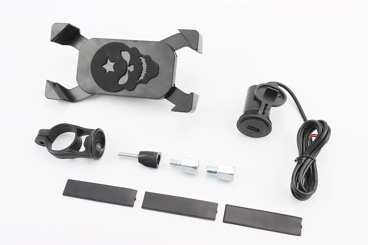 Тримач телефону на кермо+USB зарядка, (мінім. розмір телефону 60*124мм, макс. розмір 80*160мм) з подовжувачами (P_354483)