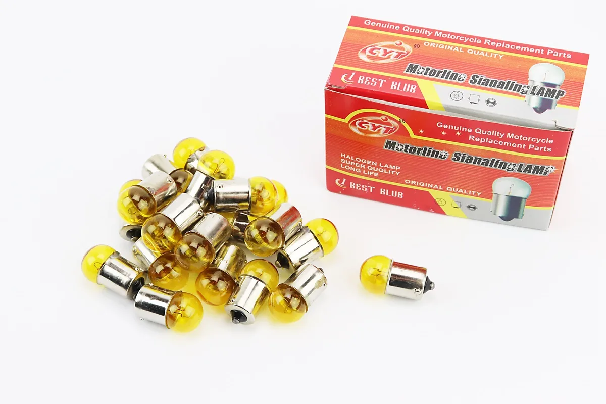 Лампа поворотника BA15S (з цоколем), жовта 12V/10W G18, к-кт 20шт (P_354500)