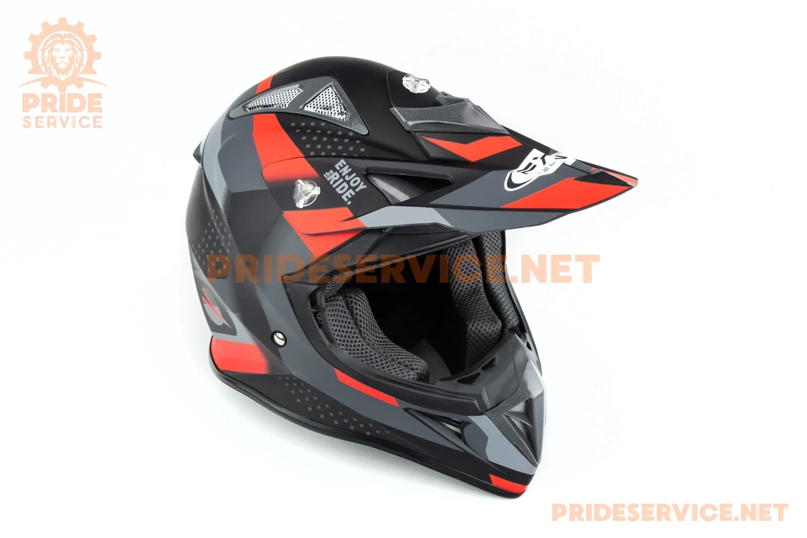Шолом кросовий JUNIOR HF-116 XL (55-56см), чорно-червоний мат Q267-R (P_360557)