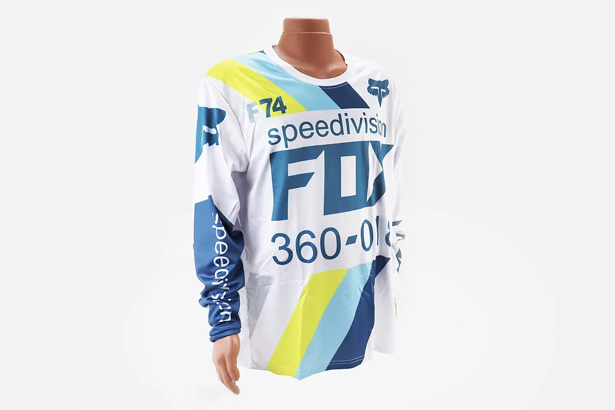 Футболка (Джерсі) чоловіча L-(Polyester 100%), довгі рукави, вільний крій, біло-синя, НЕ оригінал (S_408162)