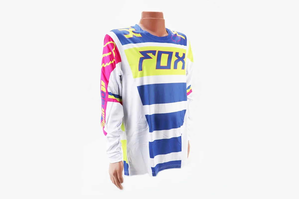 Футболка (Джерсі) чоловіча L-(Polyester 100%), довгі рукави, вільний крій, біло-синьо-салатова, НЕ оригінал (S_408203)