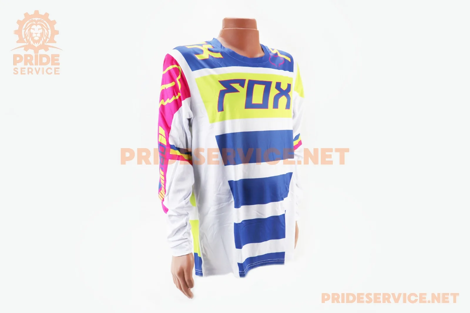 Футболка (Джерсі) чоловіча XL-(Polyester 100%), довгі рукави, біло-синьо-салатова, НЕ оригінал (P_408204)