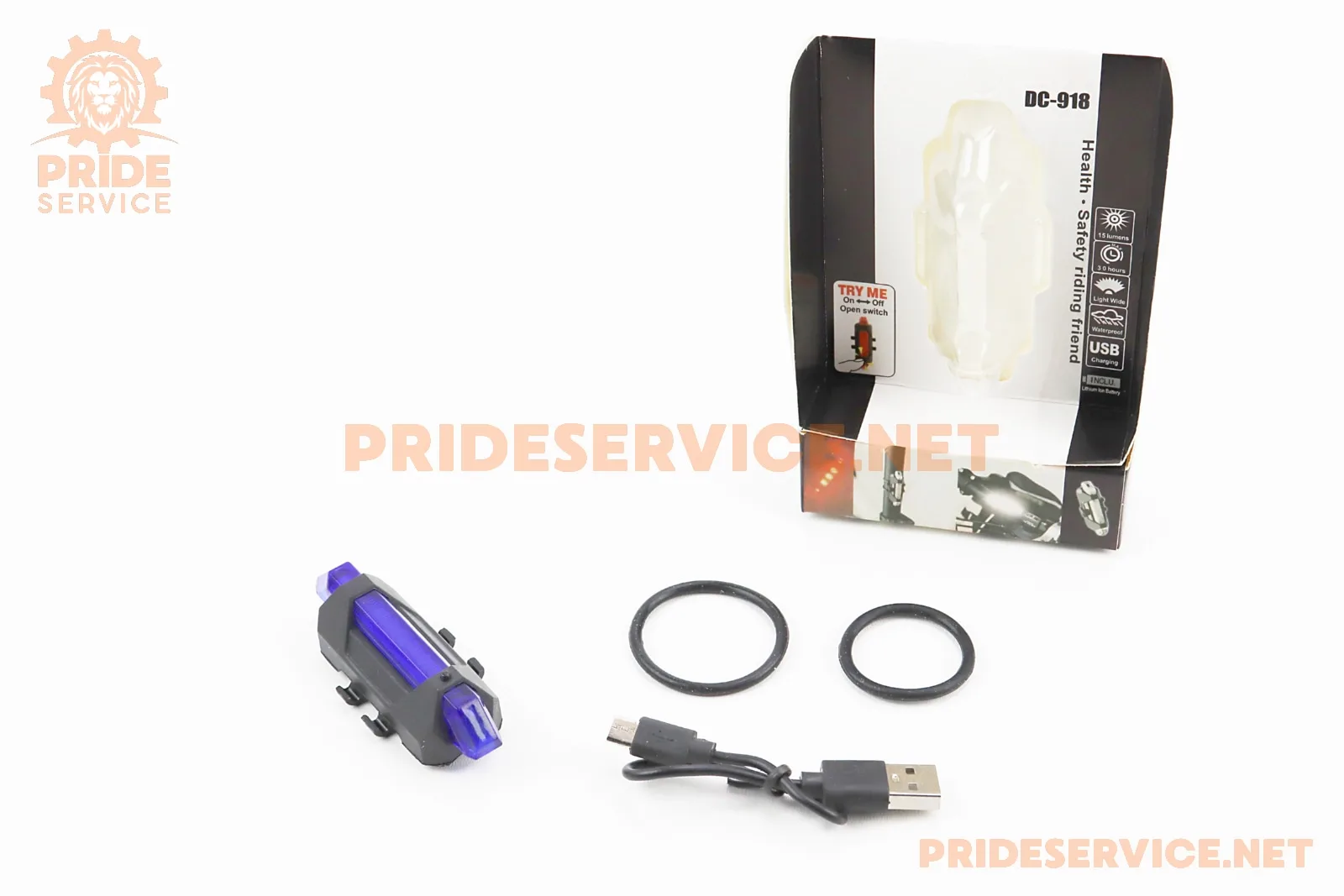 Ліхтар універсальний 5 діодів 15 lumen, Li-ion 3.7V 330mAh зарядка від USB, вологозахисний, синій BS-216/DС-918 (P_409401)