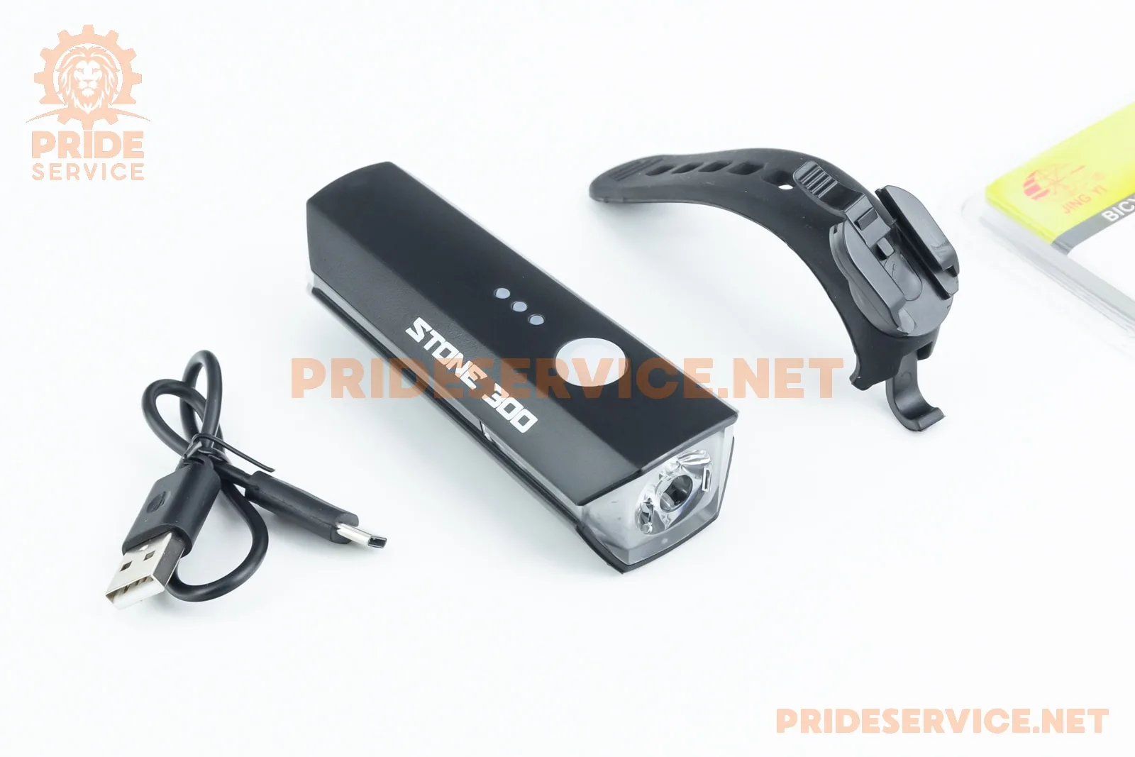 Ліхтар передній 1 діод 300 lumen, Li-ion 3.7V 1800mAh зарядка від USB, чорний JY-7203-300 (P_409563)