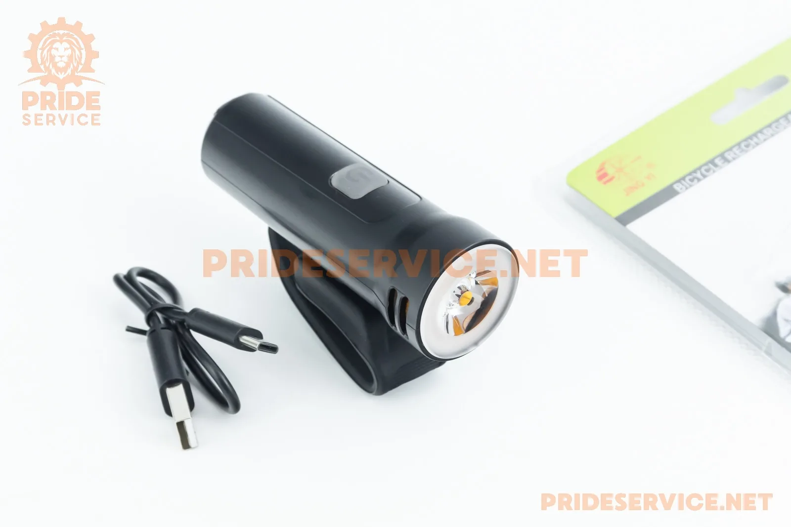 Ліхтар передній 1 діод 320 lumen, Li-ion 3.7V 1800mAh зарядка від USB, чорний JY-7205-1 (P_409864)