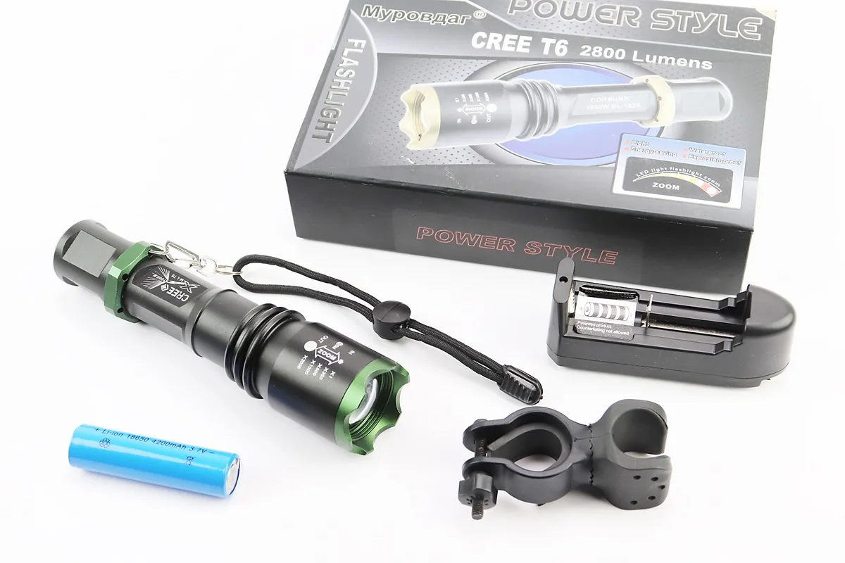 Ліхтар передній 1 діод 2800 lumen алюмінієвий, Li-ion 3.7V 3800mAh з зарядкою, вологозахисний, чорний BL-1820 (S_409906)