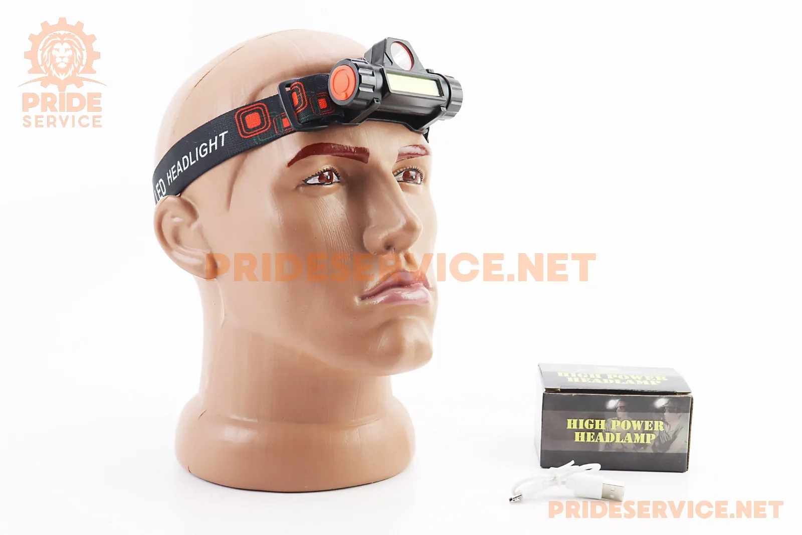 Ліхтар налобний 1 LED+COB 200 lumen, АКБ Li-ion 3.7V 18650 зарядка від USB, чорний (P_409922)