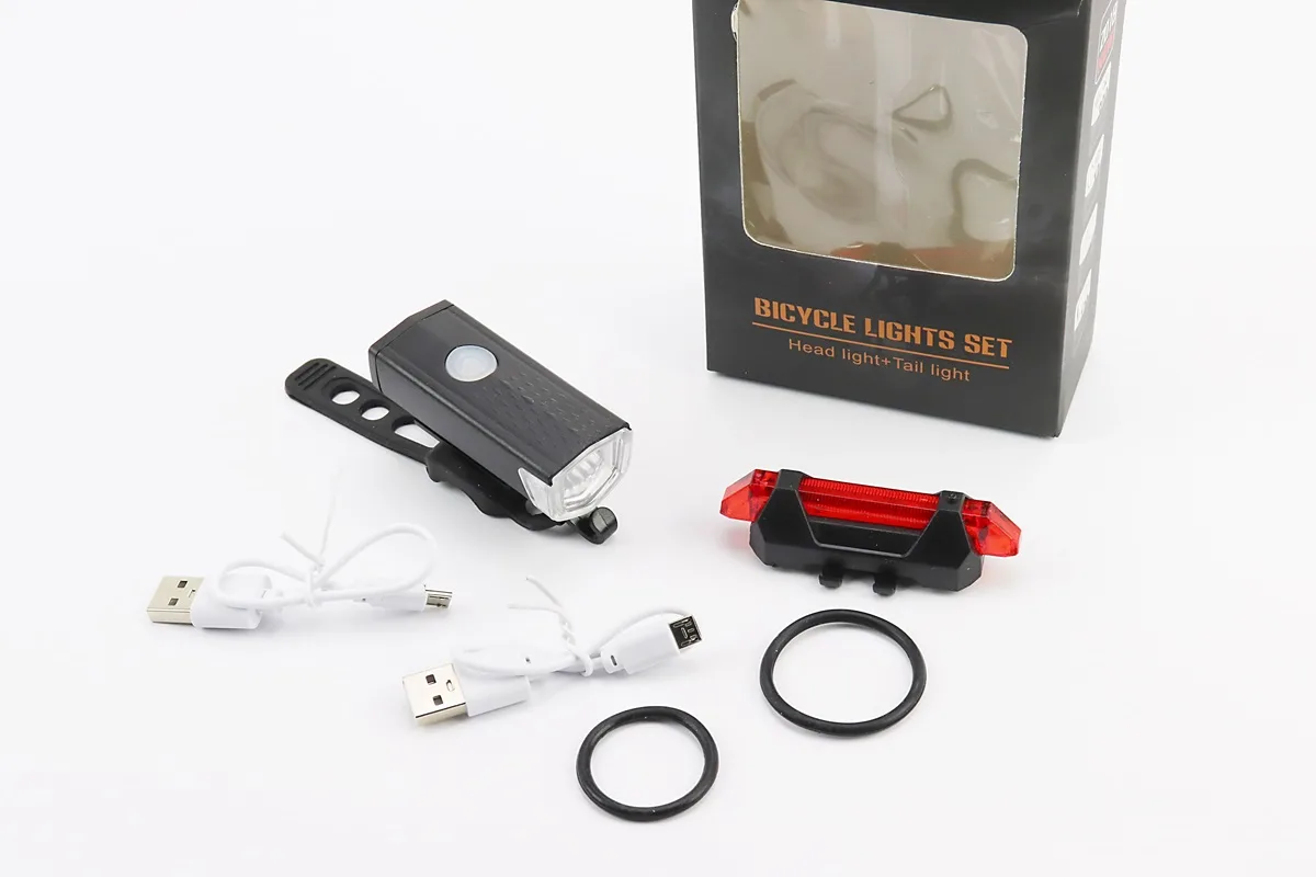 Ліхтар передній 300 lumen+задній 15 lumen, Li-ion 3.7V 330mAh зарядка від USB, вологозахисні к-кт, CYGM-2218 (P_409943)
