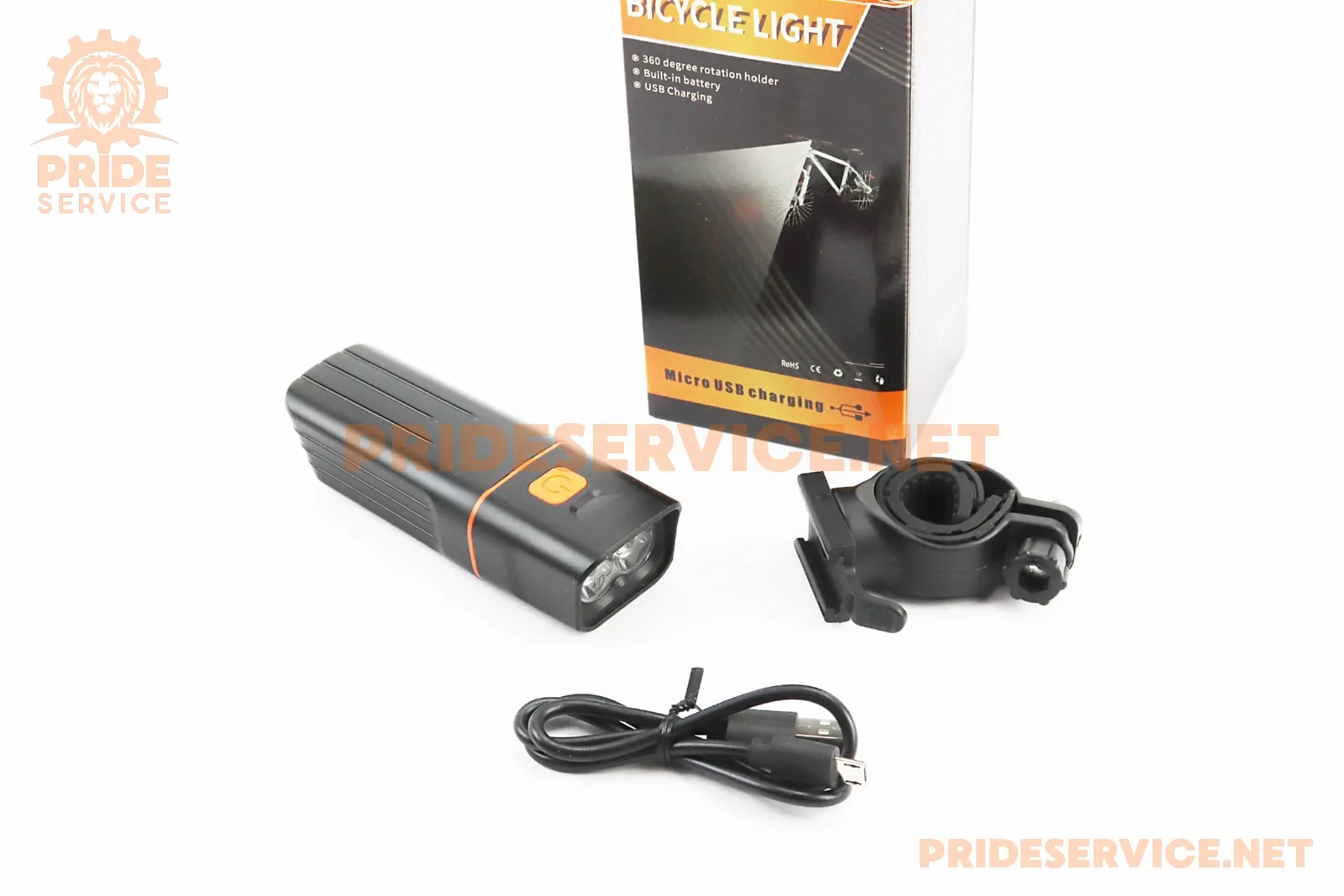 Ліхтар передній 3 діода 800 lumen+Power Bank, Li-ion 3.7V 2000mAh зарядка від USB, вологозахисний, чорний TK2 (P_409973)