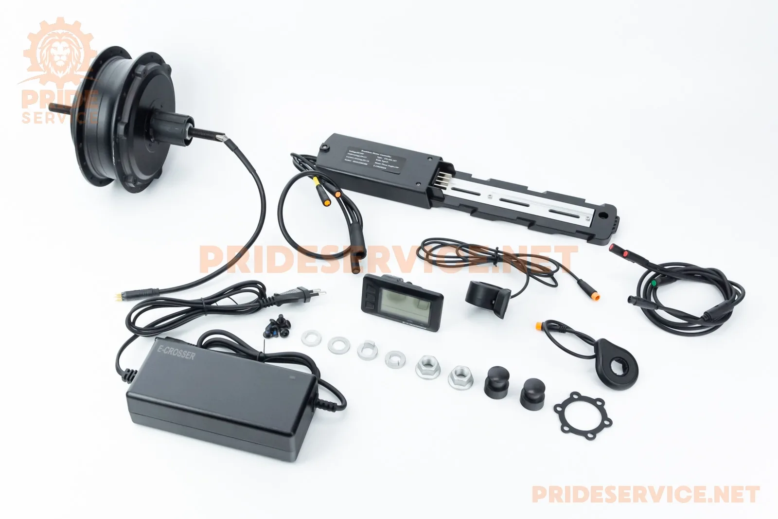 ЕЛЕКТРО-мотор заднього колеса 36V-500W, під касету, Disk-brake, кріпл. гайка+контролер, ручка газу, зарядний пристрій, E-BIKE (P_410245)