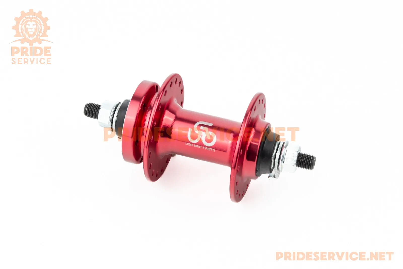 Втулка передня MTB алюмінієва 14Gx36H, Disk-brake, 2 пром-підшипники 6200 2RS, кріпл. гайка, червона U-B07F (P_411751)