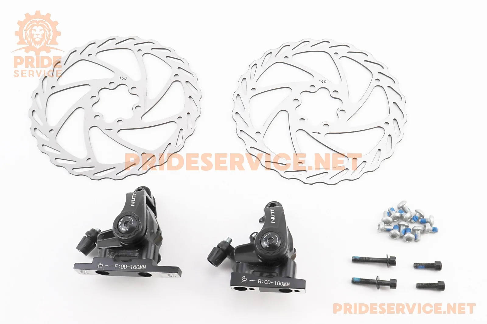 Гальмо Disk-brake ROAD переднє (F160мм)+заднє (R160мм), диски 160мм, кріпл. 6 болтів, чорні S-6 (P_411825)