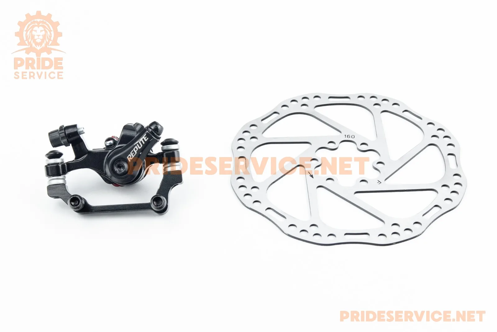 Гальмо Disk-brake заднє (F180/R160мм)+диск 160мм, кріпл. 6 болтів, чорне DSC-310/RPT005 (P_412195)