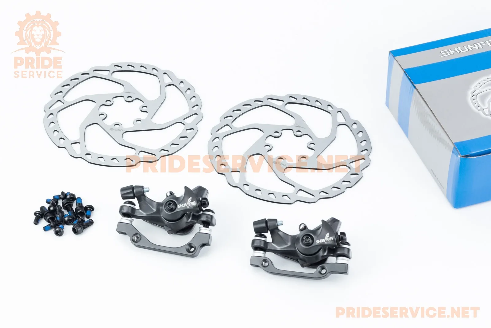 Гальмо Disk-brake переднє (F160/R140мм)+заднє (F180/R160мм), диски 160мм, кріпл. 6 болтів, темно-сірі SL-M350+RT525 (P_412550)