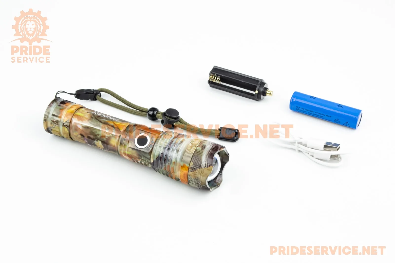 Ліхтар LED Р50 (Zoom) 700 lumen ручний, алюмінієвий, АКБ Li-ion 3.7V 18650 зарядка від USB, вологозахисний, камуфляжне забарвлення RB-263 (P_414069)