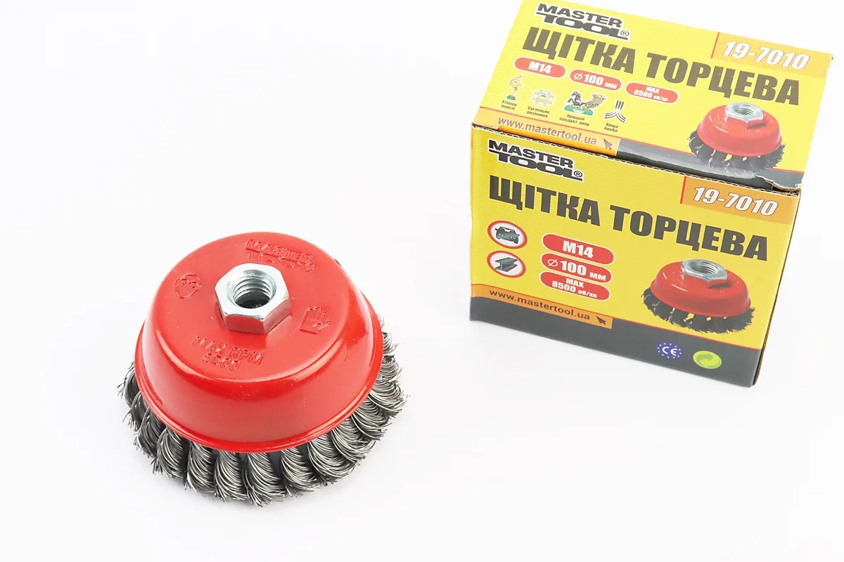 Щітка торцева М14 D-100мм з плетеного дроту (19-7010) (P_703096)
