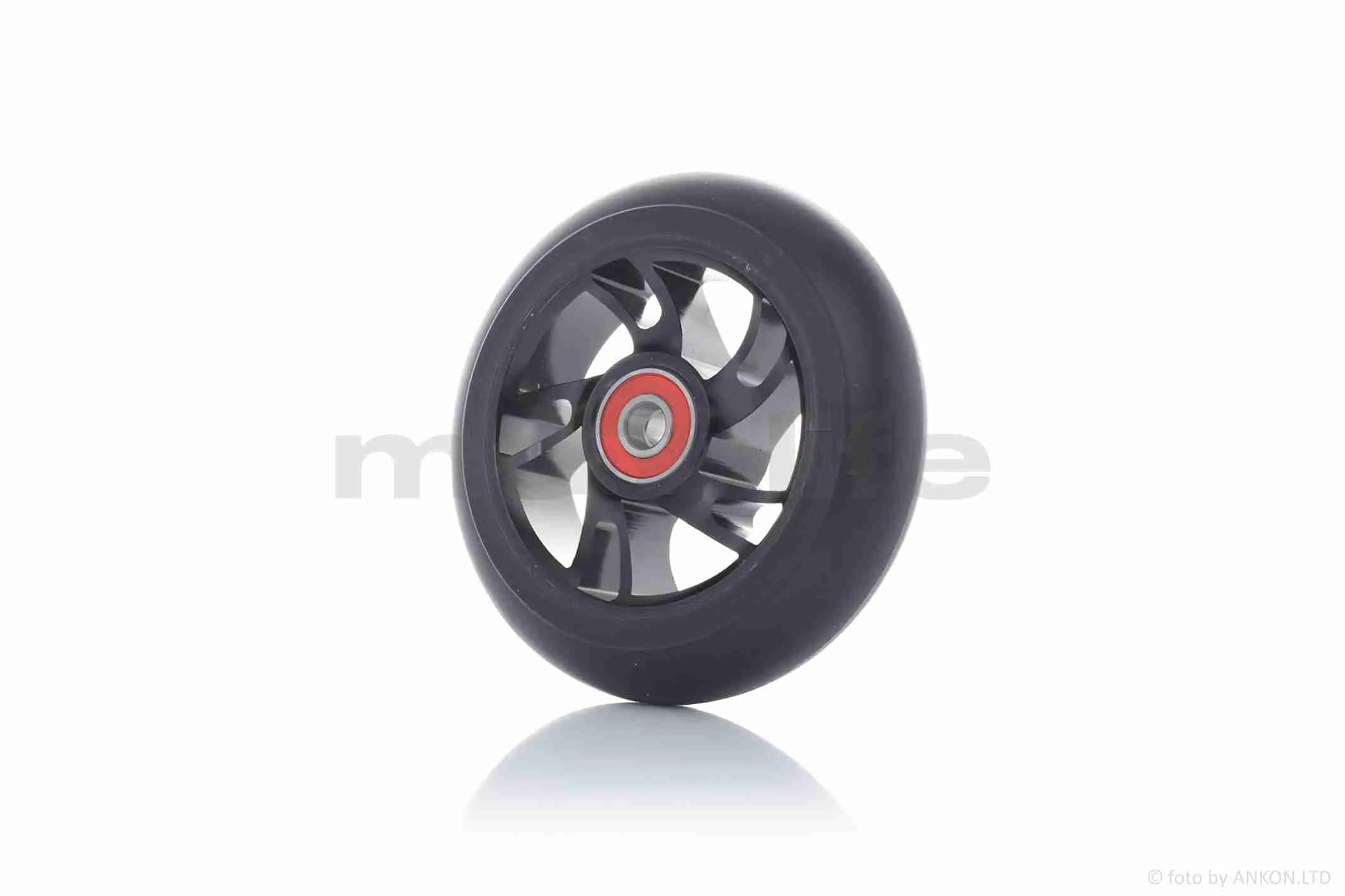 Колесо на самокат з підшипником  608-2RS, металеве, чорне, D100mm  #LZ-001-3 (A_AT-005097)