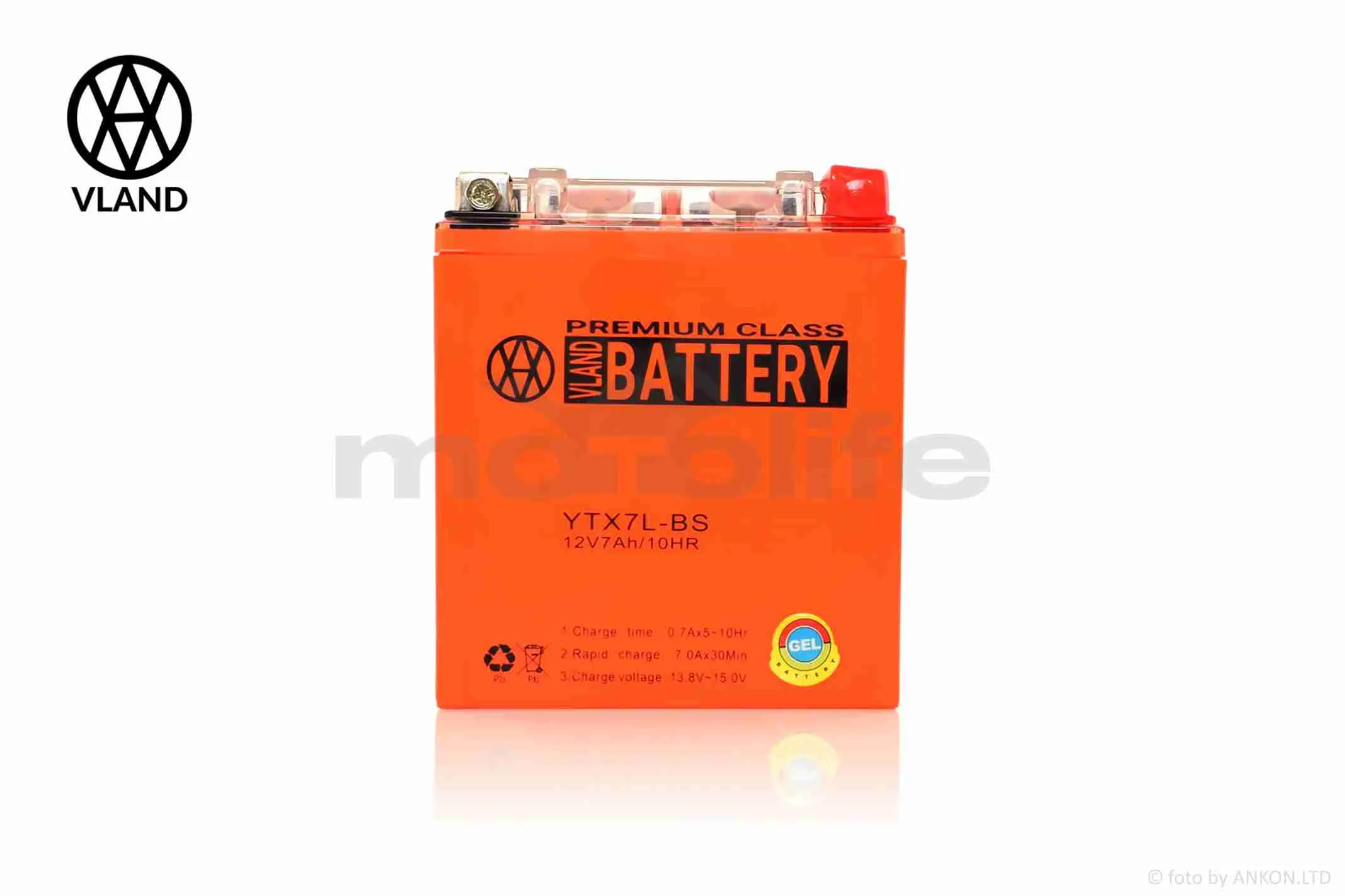 Акумулятор  GEL  12V  7A  113-70-132mm, високий  YTX7L-BS  