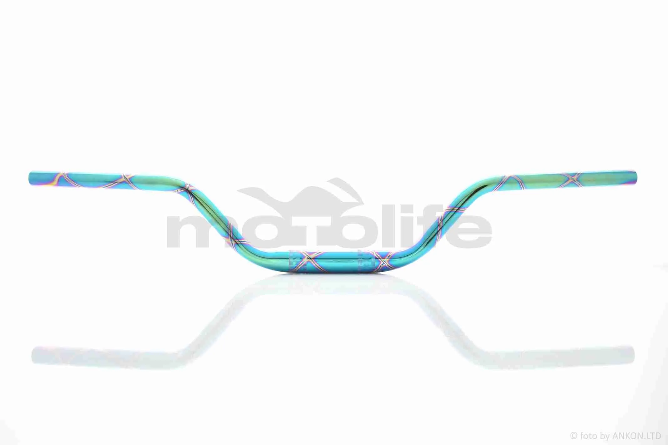 Кермо  мото  d22-28-22, L770, h110  сталеве  (#Plasma, бірюза/бузок/хром) (A_AT-038739)