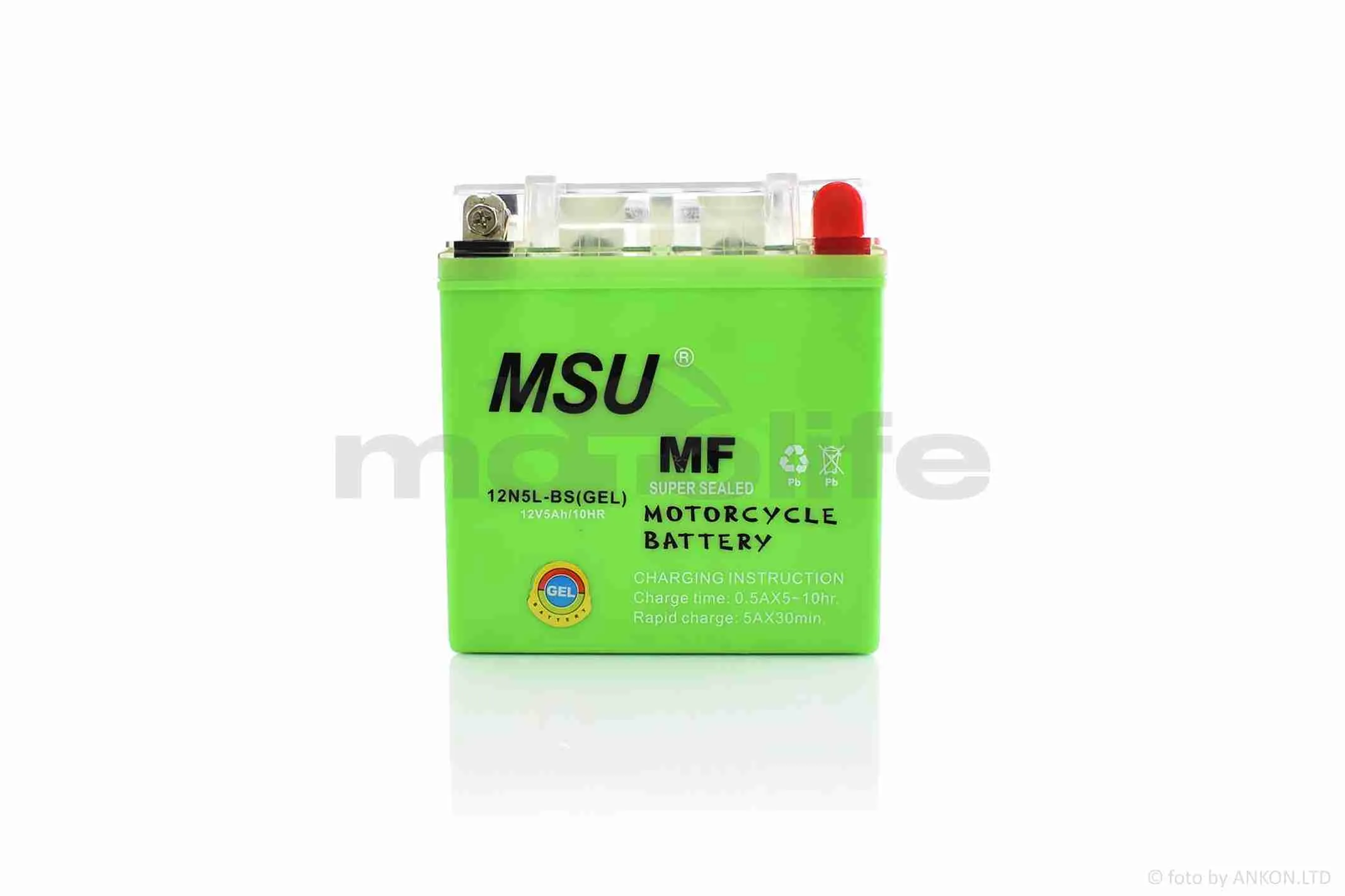 Акумулятор  GEL  12V  5A  119-60-129mm, високий  12N5L-BS  (YB5L-BS)  