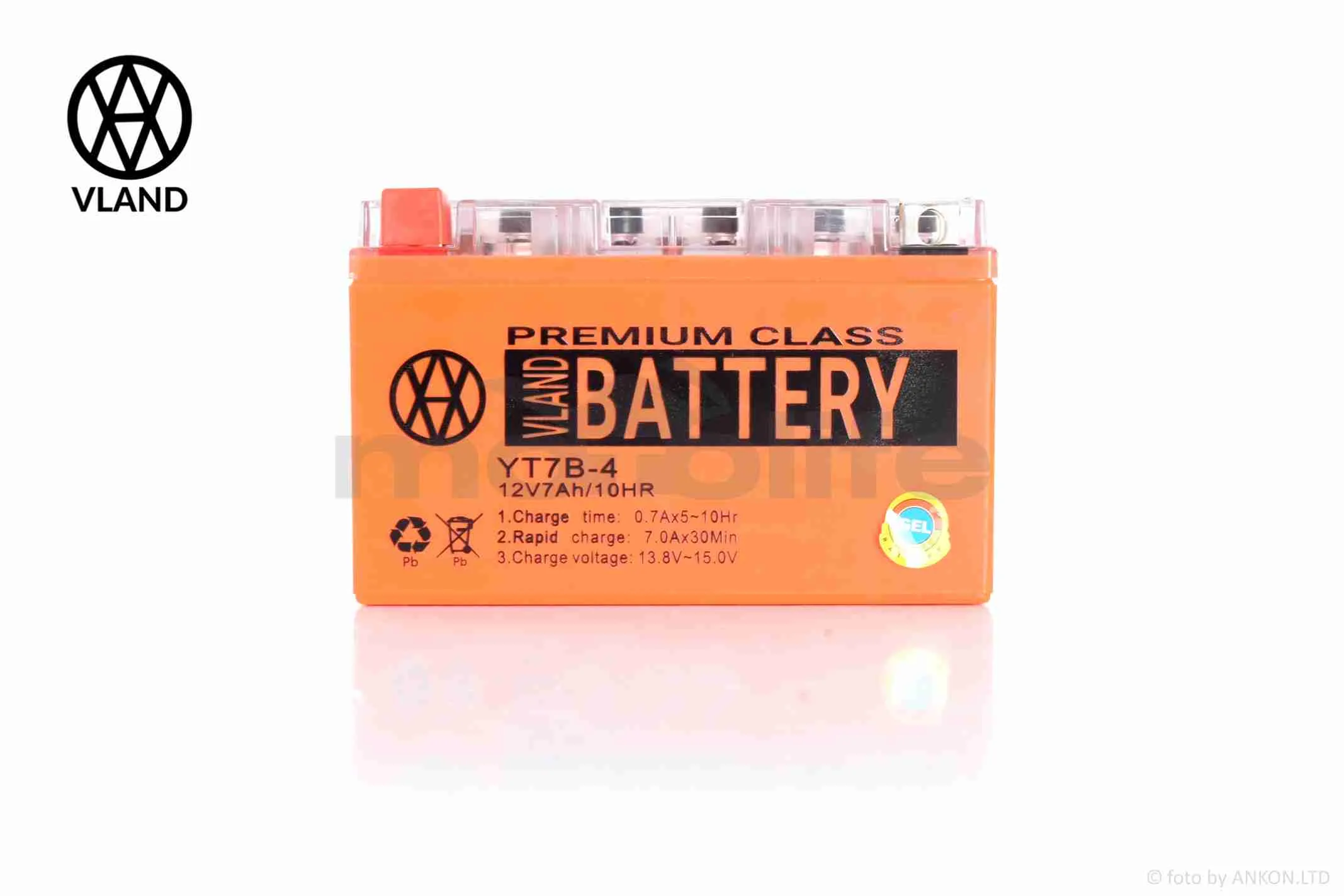 Акумулятор  GEL  12V 7A  150-65-94mm  YT7B-4  вузький, низький  