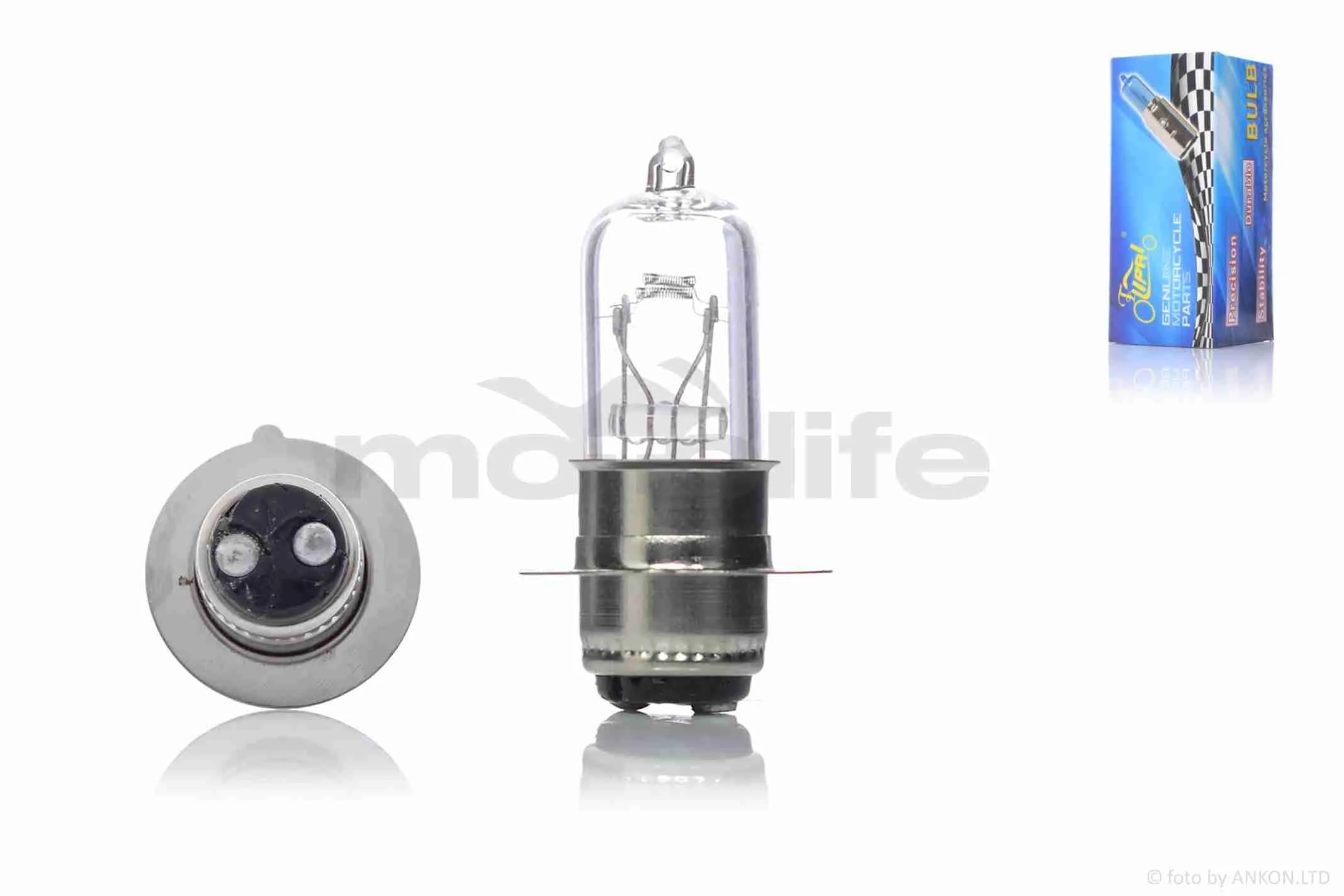 Лампа фари  P15D-25-1  12V 25/25W  1 вус, біла  
