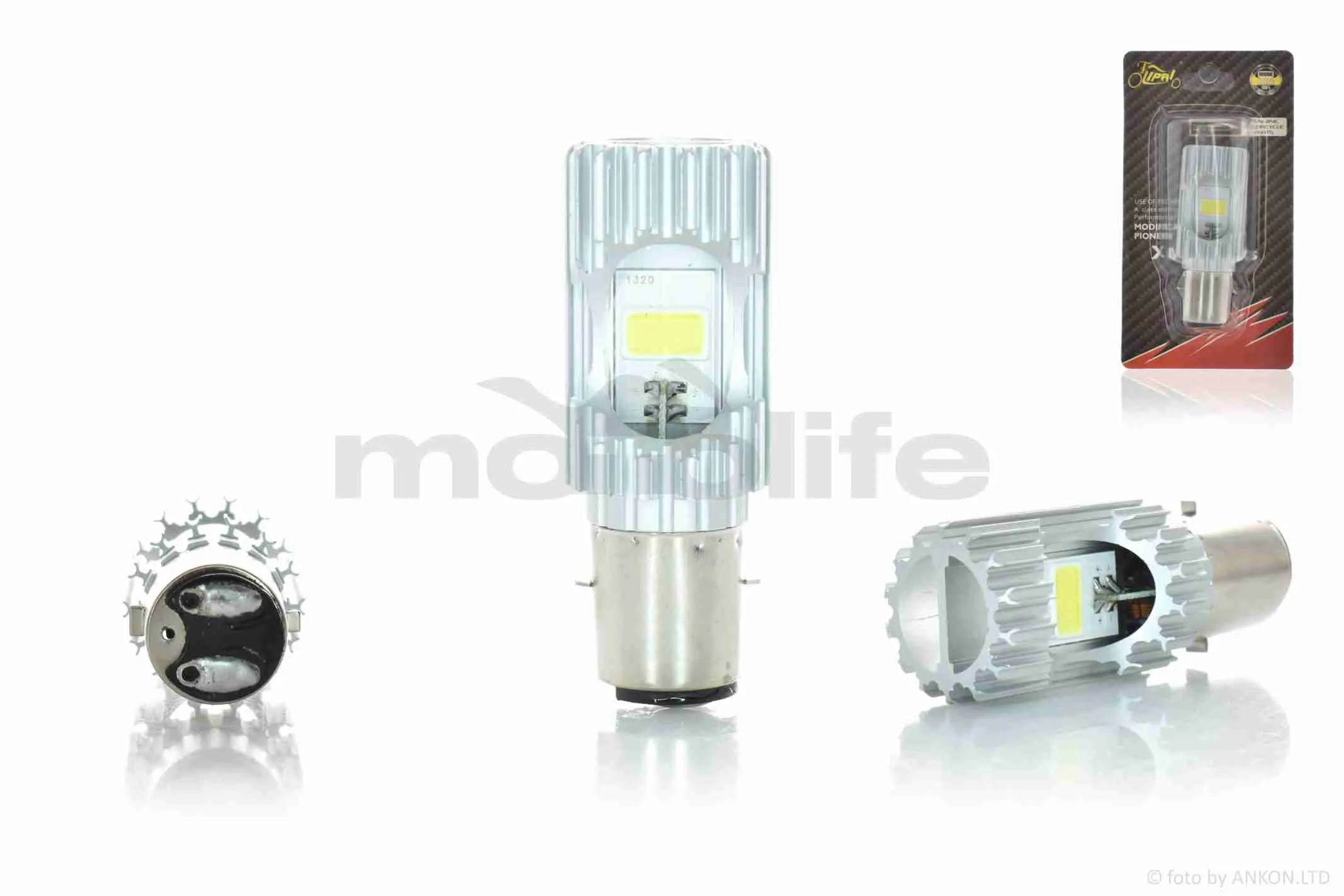 Лампа фари діодна  H6 (BA20D)  12V 35/35W  2 кристали, D27  #2180  