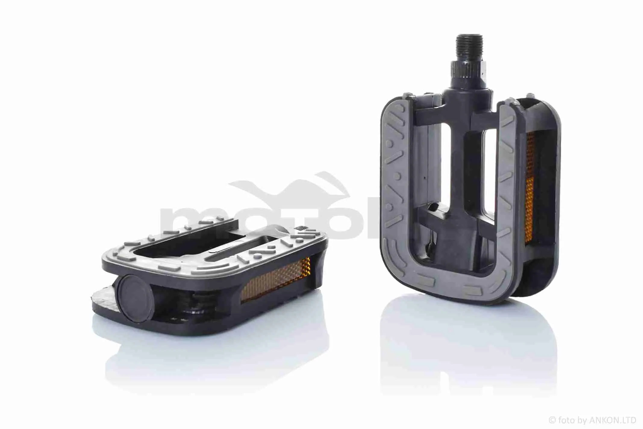 Педалі вело  пластмасова основа  (чорно-сірі, з катафотами)  #131/JTB-003 (A_AT-031856)