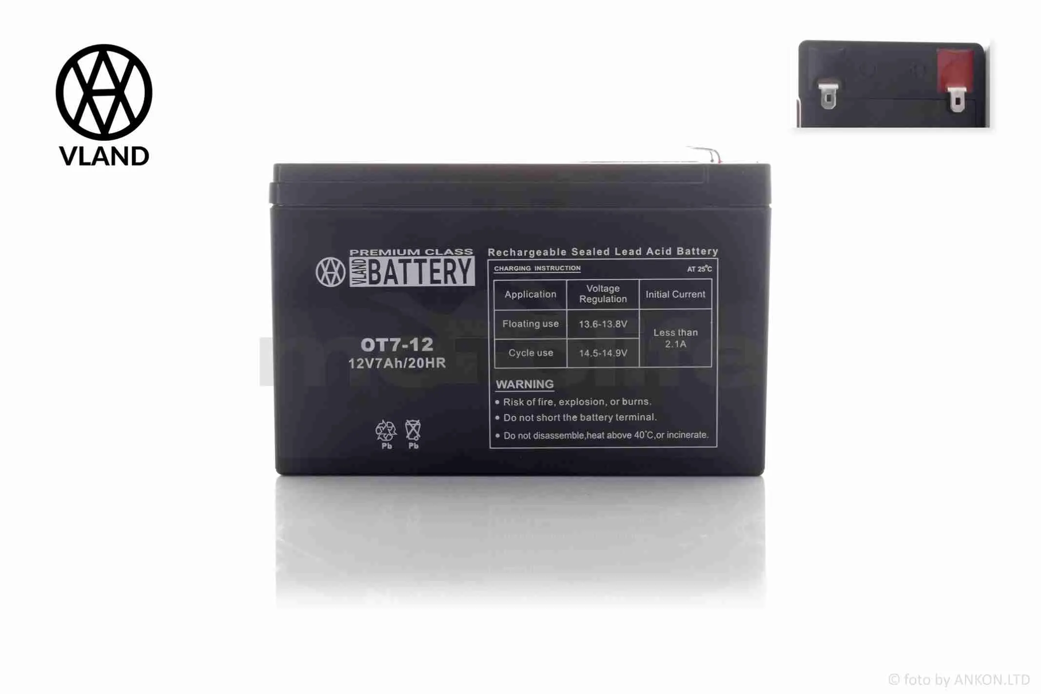Акумулятор  SLA  12V  7A  150-65-95mm  OT7-12  