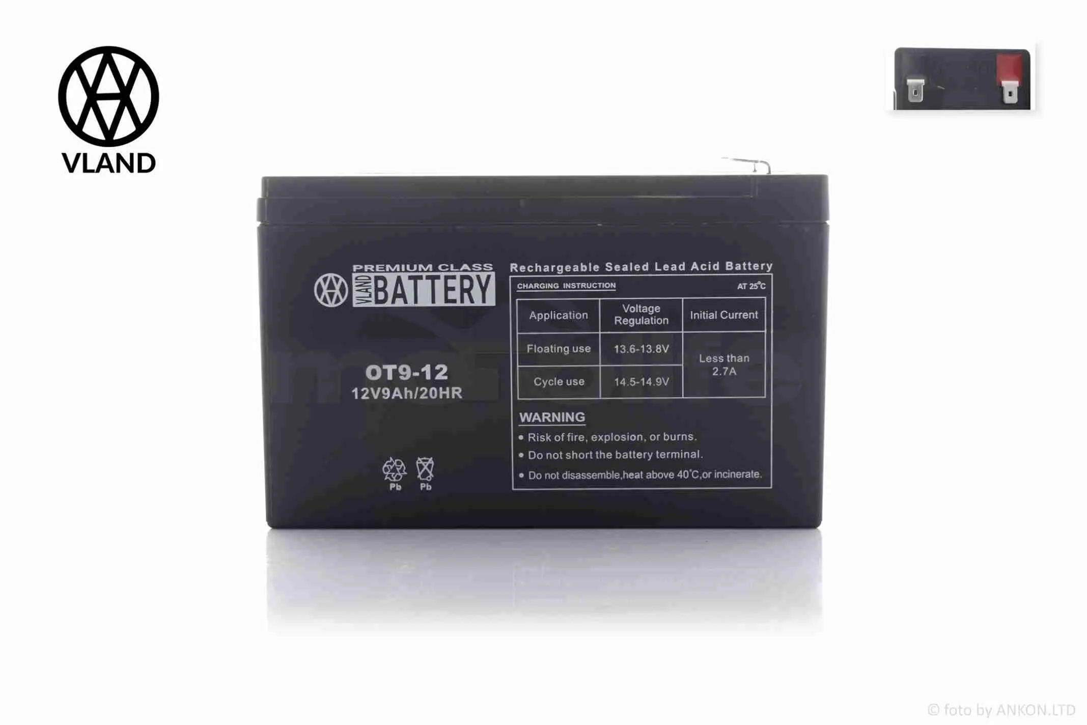 Акумулятор  SLA  12V  9A  151-65-94mm  OT9-12  